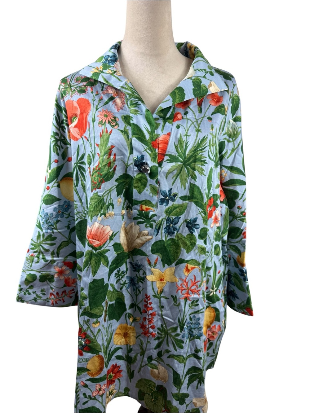 NWT Tuckernuck willow pop over Green and White botanical Print Tunic size XL - Picture 2 of 15